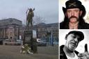 Peter Lang-Stephens (bottom right) is involved in a campaign to see a statute of iconic frontman Lemmy (pictured, top right - image: Steve Parsons/PA Wire) created