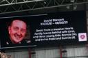 The David Stewart tribute that was displayed on screens around Tynecastle on Saturday
