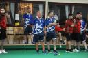 Alex Marshall (left) and Derek Oliver, pictured representing Scotland at the British Isles Championships in March, have been picked for the World Bowls Championships in Australia