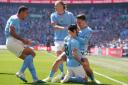 Manchester City’s Ilkay Gundogan celebrates his FA Cup final goal (Martin Rickett/PA)