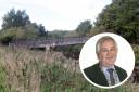 A replacement bridge crossing the River Tyne in Haddington is being considered. Inset: Councillor John McMillan