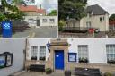 Clockwise from top left: There are fears the police stations at Dunbar, Prestonpans and North Berwick could close. Images: Google Maps
