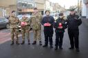 Musselburgh Sea Cadets & Royal Marines Cadets sell poppies on the High Street to raise funds for the Poppy Appeal