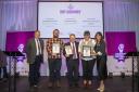 Lewis Williamson (second from left) and Dunbar Community Bakery toasted awards success alongside Boghall Butchers and DH Robertson at the event in Cumbernauld