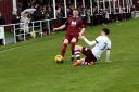 Tranent in action against Hearts B