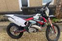 The red, black and white Rieju MR250 motorcycle, registration mark HG71 CUV, was stolen from Dalrymple Crescent in Musselburgh