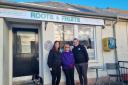 Pamela McKinlay (left) with volunteers Kim and Malcolm outside Roots and Fruits in Elphinstone