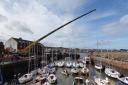 The large crane was on site at North Berwick Harbour at the beginning of the week. Image: Derek Braid