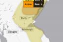 The yellow rain warning covering East Lothian has been extended until 11.59pm tonight