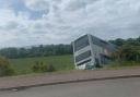 A bus has gone off the road near Haddington on the A199 to Gladsmuir