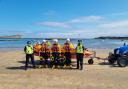 Police and lifeboat crew members at the event