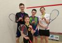 Phoebe and Isla Hamilton along with Jamie and Dylan Pearman were celebrating success on the squash court in Aberdeen