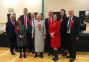 Labour's newly elected councillors (from left) John McMillan, Shamin Akhtar, Colin Yorkston, Colin McGinn, Carol McFarlane, Norman Hampshire, Fiona Dugdale, Brooke Ritchie and Andy Forrest celebrate