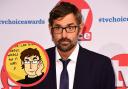 (Background) Louis Theroux. Credit: PA ( Circle) Louis Theroux card (Moopig)