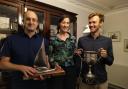 From left, Dave Morrisey, the dinghy racing winner, Alison Holstead, commodore of Fisherrow Yacht Club who presented the trophies, and Elliot Hurst, a new member of the club who also achieved dinghy racing success this season