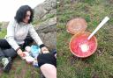 Pictured left: Tim’s friend Galyna, pictured on Traprain Law. Pictured right:  Galyna's home-made soup