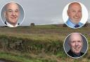 Land behind the doocot at Dolphingstone will remain open space, after councillors Norman Hampshire (top left), Colin McGinn (top right) and Andy Forrest (bottom right) voiced concerns over the plans. Main image: Google Maps