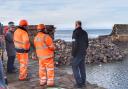Contractors visited North Berwick Harbour earlier this week ahead of work starting on Sunday. Image: Dennis Conaghan