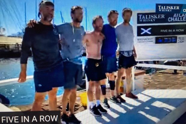 North Berwick's Five In A Row have finished their 3,000 Atlantic rowing challenge, coming in third out of 36 boats.