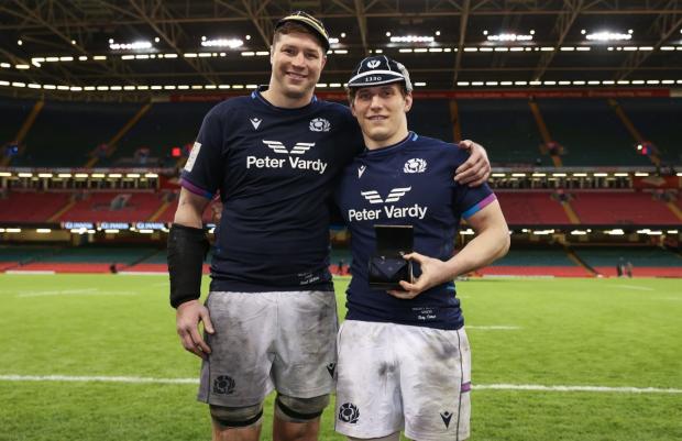 East Lothian Courier: Rory Darge (right) made his Scotland debut in the Six Nations defeat to Wales on Saturday while Grant Gilchrist was picking up cap number 50. Picture: Scottish Rugby/SNS