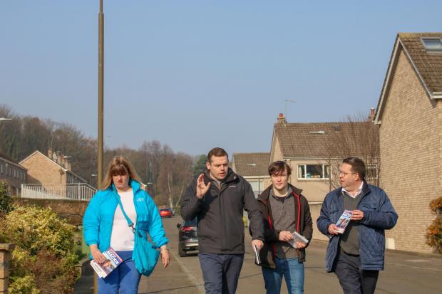 East Lothian Courier: Douglas Ross was campaigning with candidates in Musselburgh in the lead-up to the May council elections