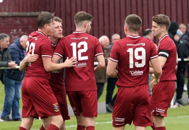 East Lothian Courier: Tranent Juniors (maroon) could be crowned league champions but face a tough tie against Linlithgow Rose