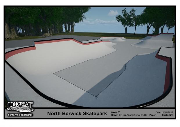 East Lothian Courier: How the new skatepark would look. Image: Concreate Skateparks