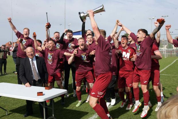 Tranent Juniors (maroon) were celebrating winning the Premier Division and now have a three-way play-off with St Cuthbert Wanderers and Darvel