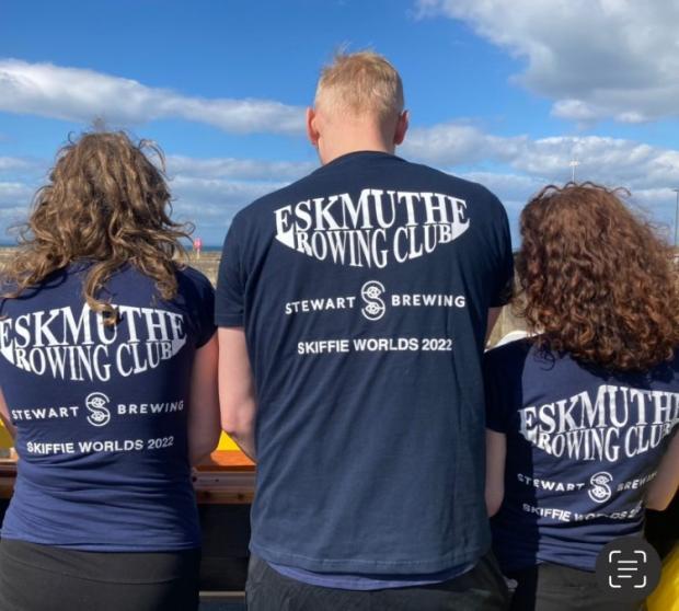 East Lothian Courier: The Eskmuthe Community Rowing Club is being sponsored for the world championships by Stewart Brewing which has supplied the rowers with T-shirts