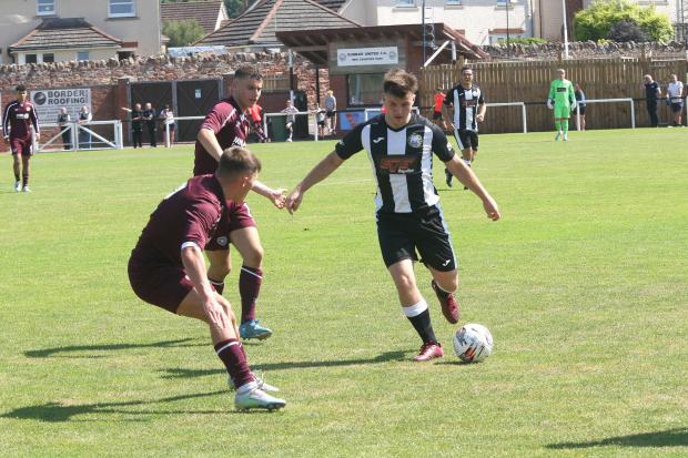 Hearts came from a goal down to win 2-1 in a pre-season friendly against Dunbar United at New Countess Park.