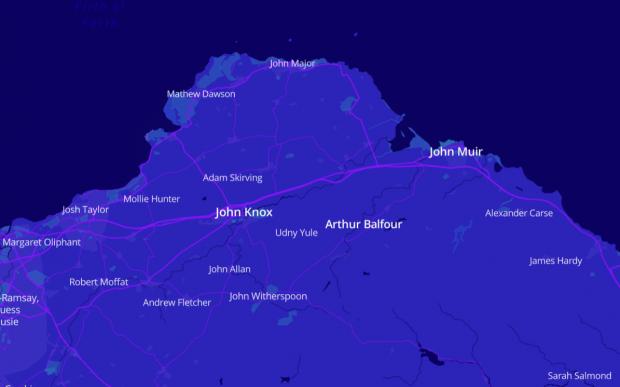 East Lothian Courier: Notable people interactive map in East Lothian (Mapbox/ Topi Tjukanov)