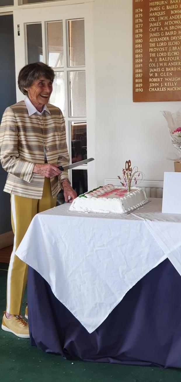 East Lothian Courier: Betty Gallagher is a 'legend' at Dunbar Golf Club and celebrated her 90th birthday