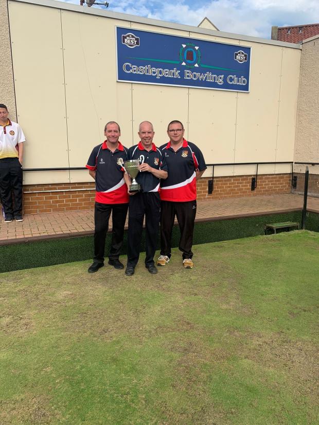 East Lothian Courier: Colin Dick, Gordon Hunter and Stuart Thomson, of Haddington, were celebrating triples success