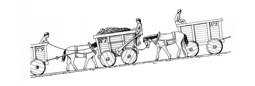 A drawing shows what a working waggonway looks like