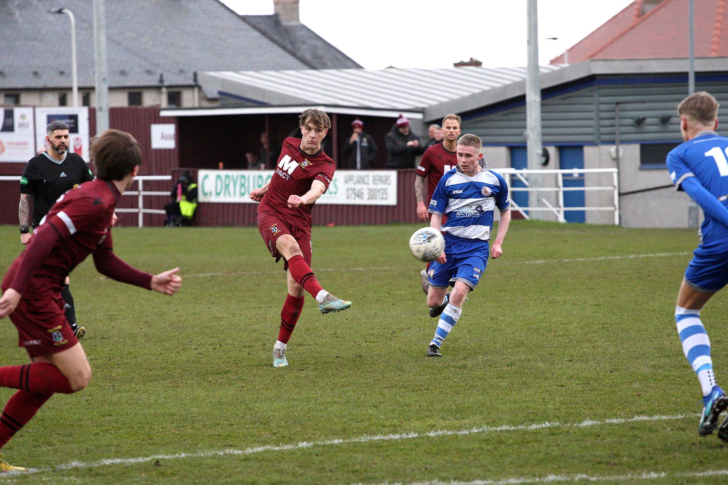 Tranent (maroon) proved too strong for Kilwinning Rangers in the South of Scotland Challenge Cup recently