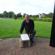 Alan Armour, chairman of Musselburgh Conservation Society, at the new plaque which was gifted by Eastern Exhibition and Display in Musselburgh