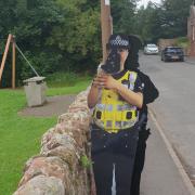 The long, cardboard arm of the law used to help tackle speeding in Garvald