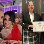 Carlo and Katia Crolla from East Coast Restaurant (left) and Paul Kinnoch  and manager Charlie Hutchison from Tyneside Tavern (right)