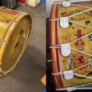 The before and after images of the 100-year-old restored drum