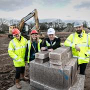 Pictured left to right at the site: Community housing development officer Rosemary Way, head of housing Wendy McGuire, councillor Andy Forrest, commercial director at Cruden Building Richard Crowther