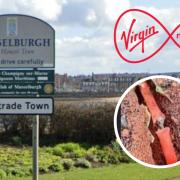 Residents have been left without broadband after a cable (inset) was damaged in Musselburgh