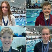Clockwise from top left: Carly Marshall, Alex Prest, Caitlin Peebles and Archie Budgen enjoyed success in East Kilbride