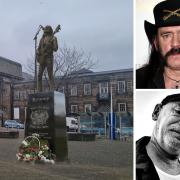 Peter Lang-Stephens (bottom right) is involved in a campaign to see a statute of iconic frontman Lemmy (pictured, top right - image: Steve Parsons/PA Wire) created
