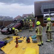 Crew members from North Berwick Fire Station conducting training exercises