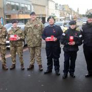 Musselburgh Sea Cadets & Royal Marines Cadets sell poppies on the High Street to raise funds for the Poppy Appeal