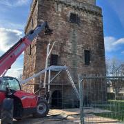 The installation of a staircase at Preston Tower has begun. Image: Friends of Preston Tower Facebook