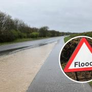 Flooding and surface water is causing issues on roads in East Lothian. Main image: East Lothian Council