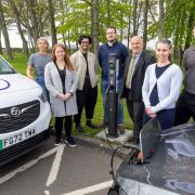 A new charging point - the first of its kind - has been unveiled in Haddington. Image: Jeff Holmes and BT Group