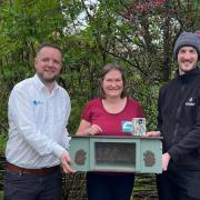 Sustaining Dunbar's Pledgehog Project has received a cash boost from Viridor and SafeDeposits Scotland. From left: Alan Partridge, SafeDeposits Scotland marketing manager, Jen Walker, Sustaining Dunbar's pledgehog project officer, and Liam