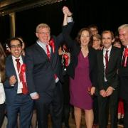 Martin Whitfield and Kezia Dugdale celebrate Labour's victory